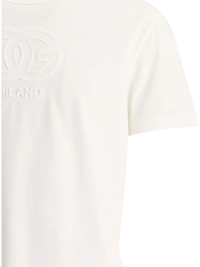 Shop Dolce & Gabbana "dg" Embossed T-shirt In White