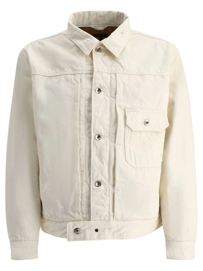 Shop Engineered Garments Trucker Denim Jacket In White