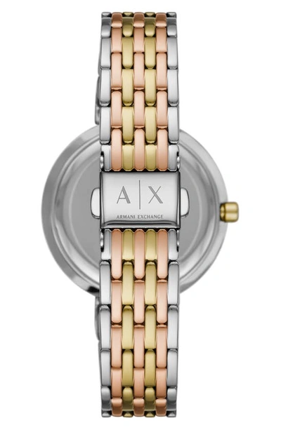 Shop Ax Armani Exchange 3-hand Tri-tone Bracelet Watch, 36mm In Silver