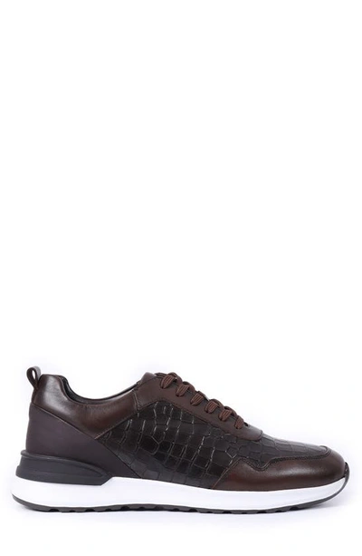 Shop Vellapais Leather Sneaker In Dark Brown