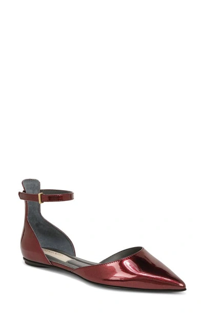 Shop Franco Sarto Racer Ankle Strap D'orsay Pointed Toe Flat In Red