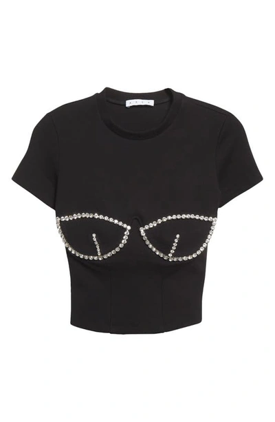 Area Bustier-style Crystal-embellished T-shirt In Black