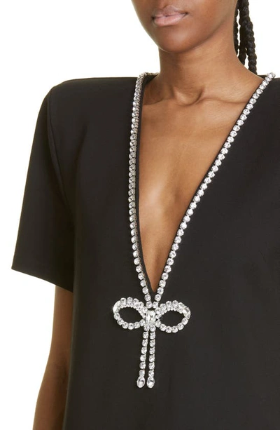 Area Crystal-embellished Stretch-ponte Mini Dress In Black