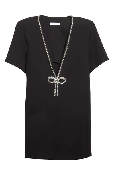Area Crystal-embellished Stretch-ponte Mini Dress In Black