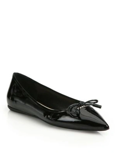 Prada Patent Leather Skimmer Flats In Nero