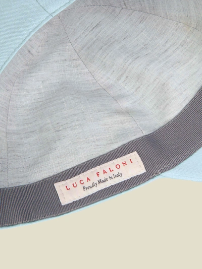 Shop Luca Faloni Aquamarine Linen Baseball Cap