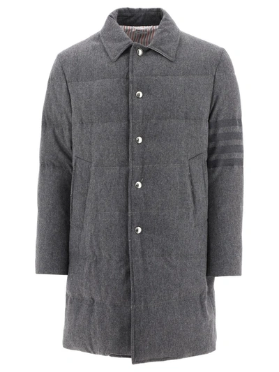 Shop Thom Browne "4-bar" Down Coat In Grey