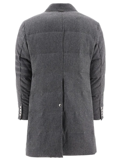 Shop Thom Browne "4-bar" Down Coat In Grey