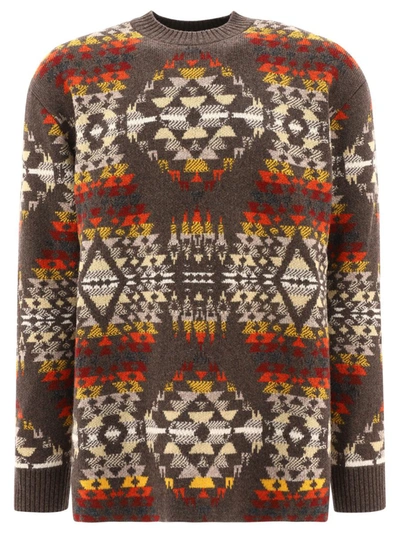Shop Junya Watanabe "pendleton" Jacquard Sweater In Brown