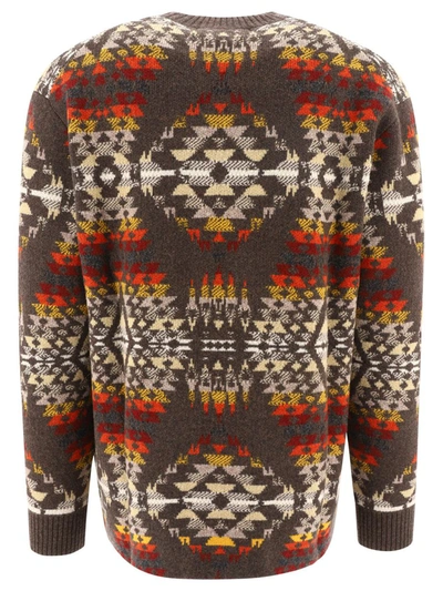Shop Junya Watanabe "pendleton" Jacquard Sweater In Brown