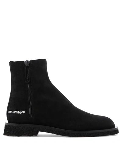 Shop Off-white "suede Spongesole" Ankle Boots In Black