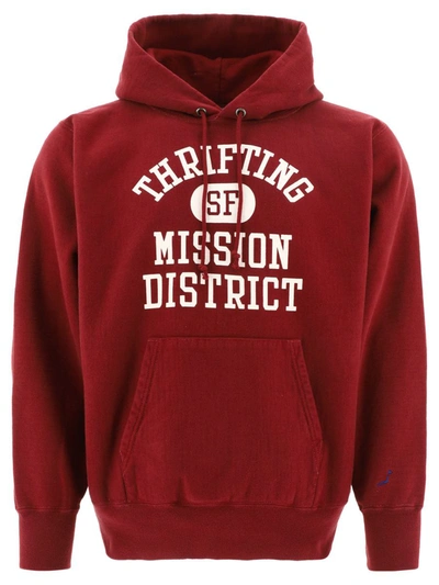 Shop Orslow "thrifting Mission District" Hoodie In Bordeaux