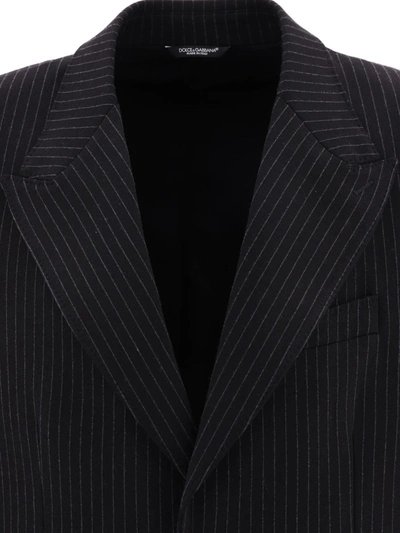 Shop Dolce & Gabbana Single-breasted Pinstripe Blazer In Black