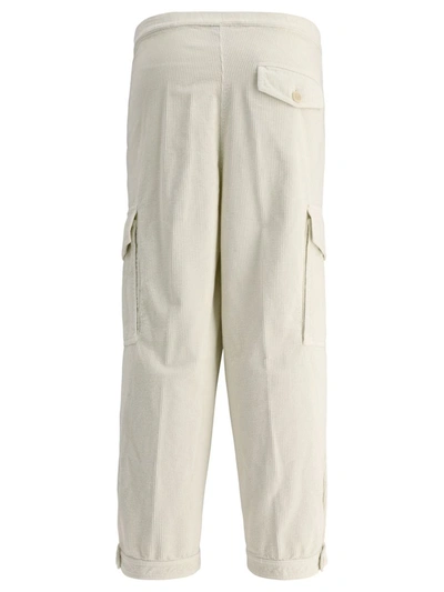 Shop Aspesi Cargo Corduroy Trousers In White