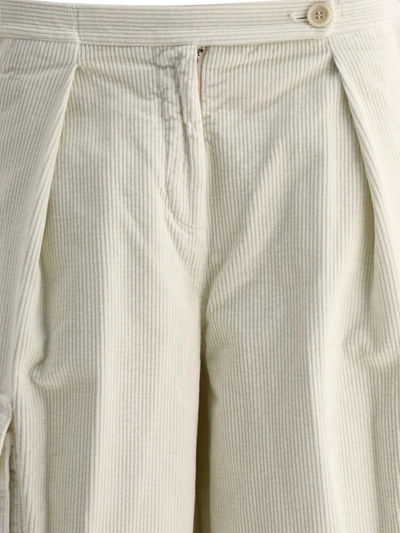 Shop Aspesi Cargo Corduroy Trousers In White