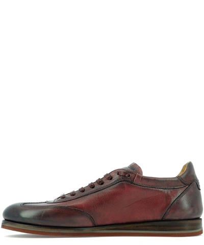 Shop Fabi Leather Lace Up With Logo In Red