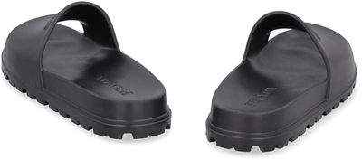 Shop Prada Logo Detail Rubber Slides In Black