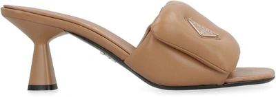 Shop Prada Soft Leather Mules In Camel