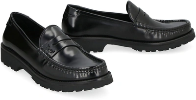 Shop Saint Laurent Le Loafer Brushed Leather Loafers In Black