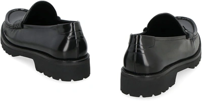 Shop Saint Laurent Le Loafer Brushed Leather Loafers In Black