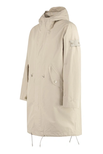 Shop Stone Island Long Parka In Beige