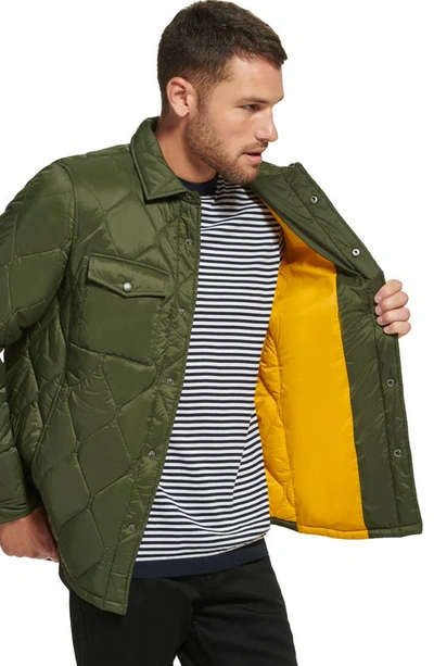 Shop Calvin Klein Water Resistant Quilted Shirt Jacket In Olive