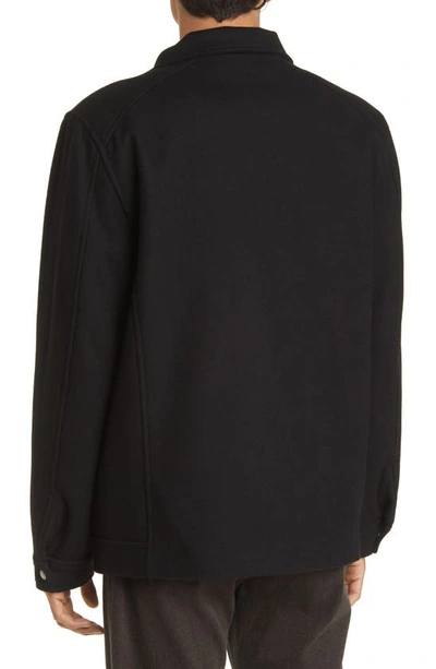 Cole Haan Melton Wool Blend Field Coat In Black