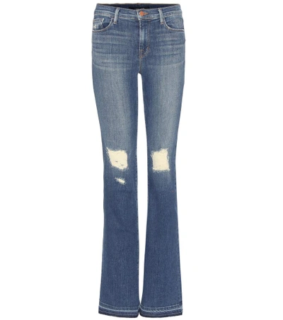 Shop J Brand Brya Mid-rise Boot Cut Jeans In Lreathless