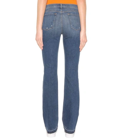 Shop J Brand Brya Mid-rise Boot Cut Jeans In Lreathless