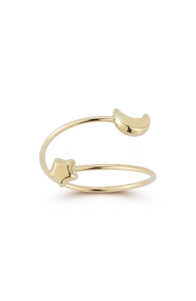 Ember Fine Jewelry 14k Gold Moon & Star Bypass Ring In Gold