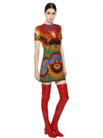 Shop Valentino Volcano Wool & Silk Crepe Couture Dress, Multicolor