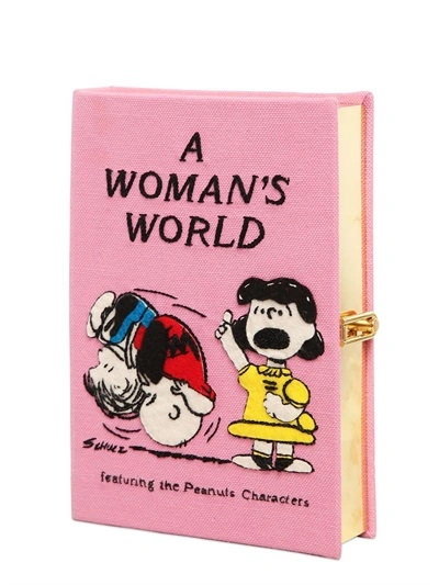 Olympia Le-tan A Woman's World Embroidered Book Clutch In Pink
