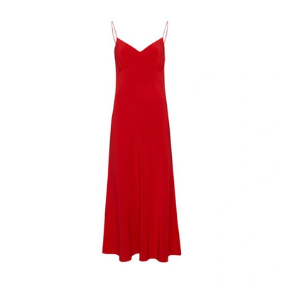 Shop Matteau Silk Halter Dress In Rosso