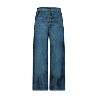 Shop Loewe Pixelated Baggy Jeans In Raw_denim