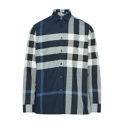 Shop Burberry Somerville Shirt In White_dc_blue_ip_chk
