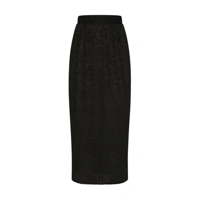 Shop Dolce & Gabbana Long Satin Skirt In Black