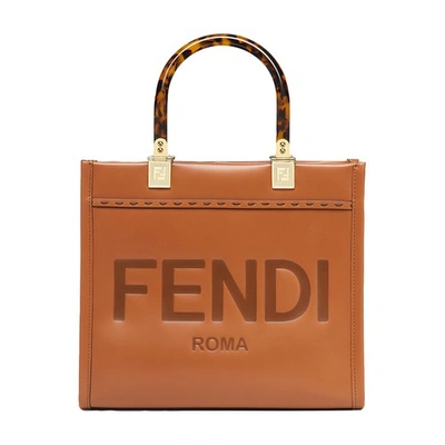 Shop Fendi Sunshine Small Bag In Marron