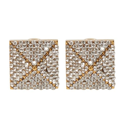 Shop Valentino Rockstud Earrings In Oro_18_crystal_silve