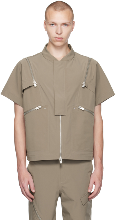 Shop Heliot Emil Khaki Anophyte Technical Vest In Washed Out Khaki -