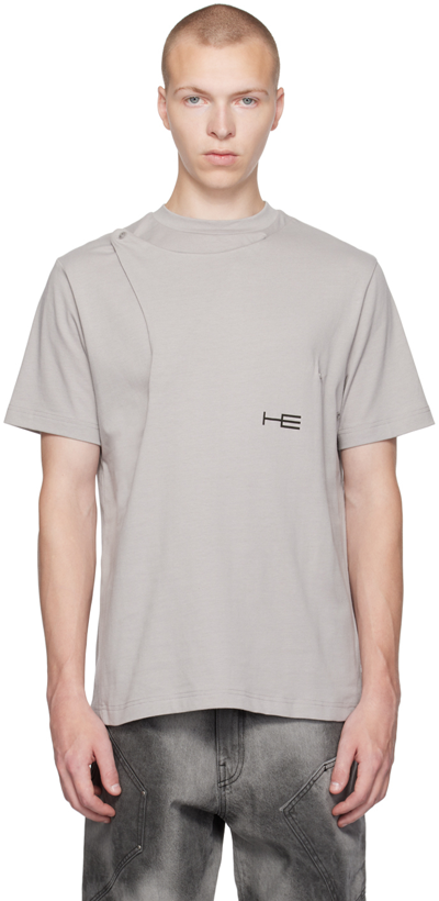 Shop Heliot Emil Gray Enubilous T-shirt In Light Grey
