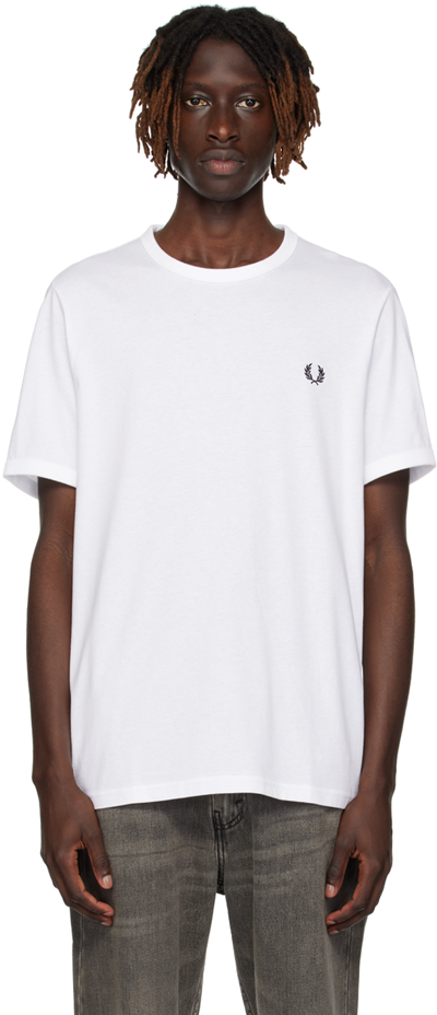 Shop Fred Perry White Ringer T-shirt