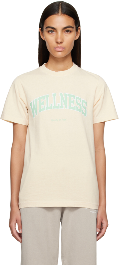 Shop Sporty And Rich Beige 'wellness' Ivy T-shirt In Cream/jade