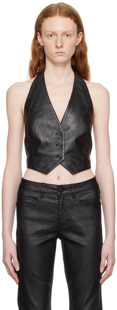 Shop Ksubi Black Brazen Leather Vest