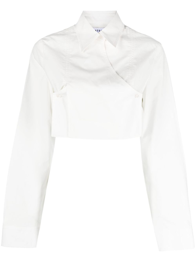 Shop Materiel Cropped Double-breasted Shirt - Women's - Cotton In White