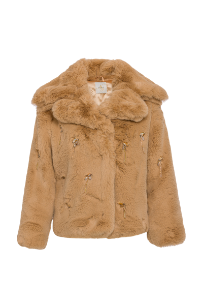 Shop Nana Gotti Sienna Faux Fur Jacket In Brown