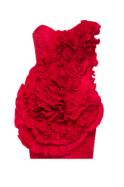 Shop Nana Gotti Camellia 3d Flower Dress In Red