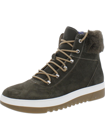 Shop Dr. Scholl's Shoes Gear Up Womens Lace Up Shearling Boots In Grey