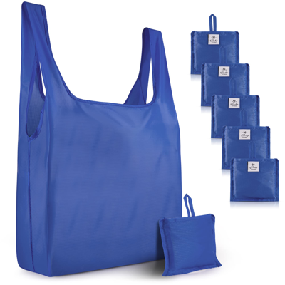 Shop Zulay Kitchen Reusable Grocery Bags - 5 Pack In Blue