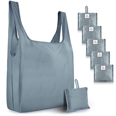 Zulay Kitchen Reusable Grocery Bags - 5 Pack In Grey