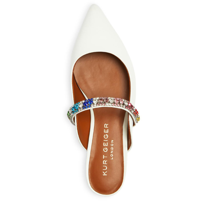 Shop Kurt Geiger Princely Rainbow Womens Leather Pointed Toe Mules In White